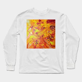 Abstract Flowers - yellow red Long Sleeve T-Shirt